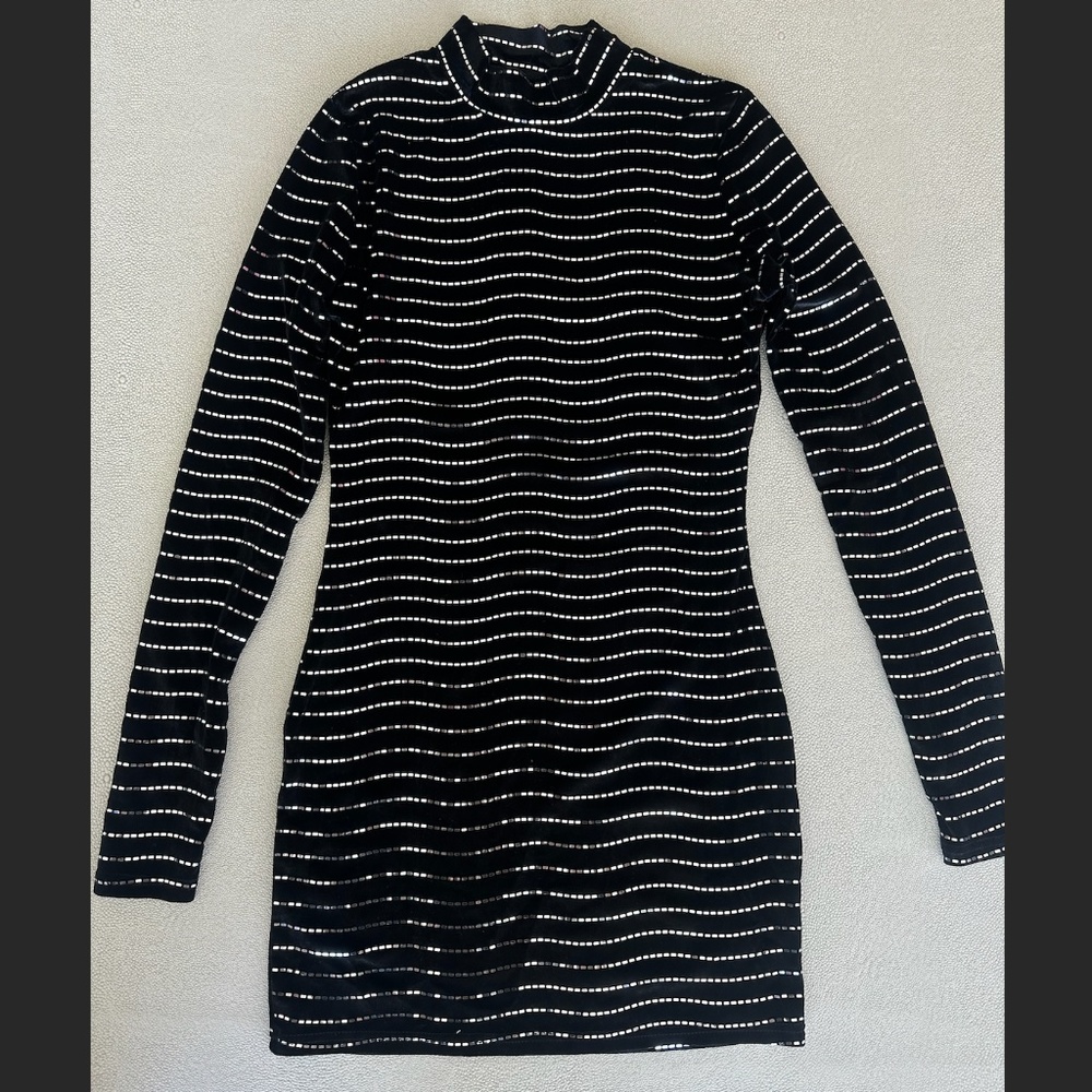 Black Velvet Glitter Dress